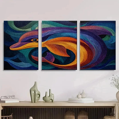 3pcs Abstract Dolphin Wall Art Set Canvas Framed 40x60cm - High Quality Print 100% Australian Made Wall Canvas Ready to Hang - Bella Home Decor