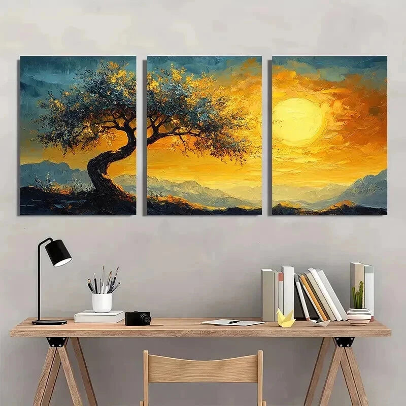 3pcs Vibrant Abstract Van Gogh Olive Tree Wall Art Set Canvas Framed 60x90cm - High Quality Print 100% Australian Made Wall Canvas Ready to Hang - Bella Home Decor
