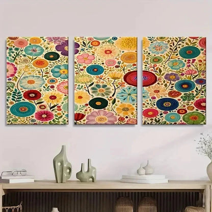 3pcs Whimsical Abstract Pattern Wall Art Set Canvas Framed 40x60cm - High Quality Print 100% Australian Made Wall Canvas Ready to Hang