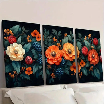 3pcs Colorful Japanese Botanical RT  Wall Art Set Canvas Framed 50x70cm - High Quality Print 100% Australian Made Wall Canvas Ready to Hang - Bella Home Decor