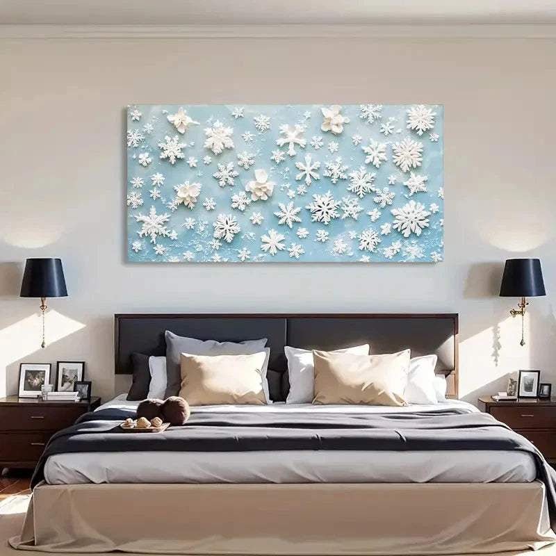 Floral Snowflake Modern Deco Wall Art Canvas Office Home Room Framed 120x60cm - Bella Home Decor
