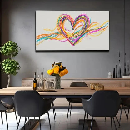 Colorful Lines Interwoven Love Wall Art Canvas Office Home Room Framed 120x60cm