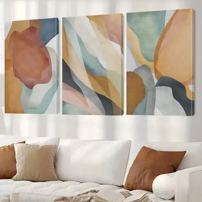 3pcs Brown, Green & Blue Abstract Wall Art Canvas Unframed - High Quality Print 100% Australian Made Wall Canvas - Bella Home Decor