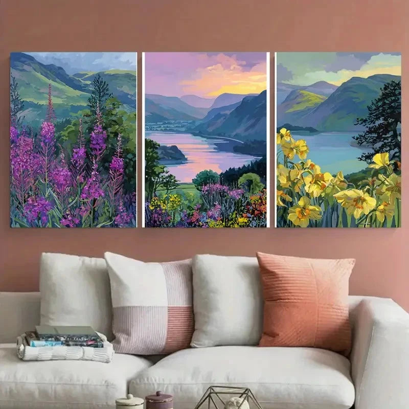 3pcs The Lake District National Park Travel Wall Art Set Canvas Framed 50x70cm - High Quality Print 100% Australian Made Wall Canvas Ready to Hang - Bella Home Decor