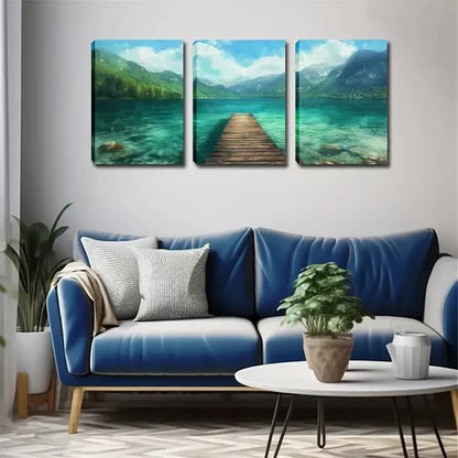 3pcs Purifying Place for The Soul, Quiet Lake Wall Art Set Wall Art Canvas Unframed - High Quality Print 100% Australian Made Wall Canvas