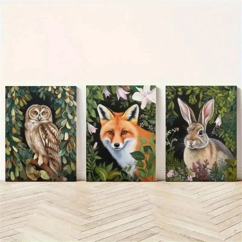 3pcs Realistic Animal Paintings Vibrant Colour Wall Art Set Canvas Framed 60x90cm - High Quality Print 100% Australian Made Wall Canvas Ready to Hang - Bella Home Decor