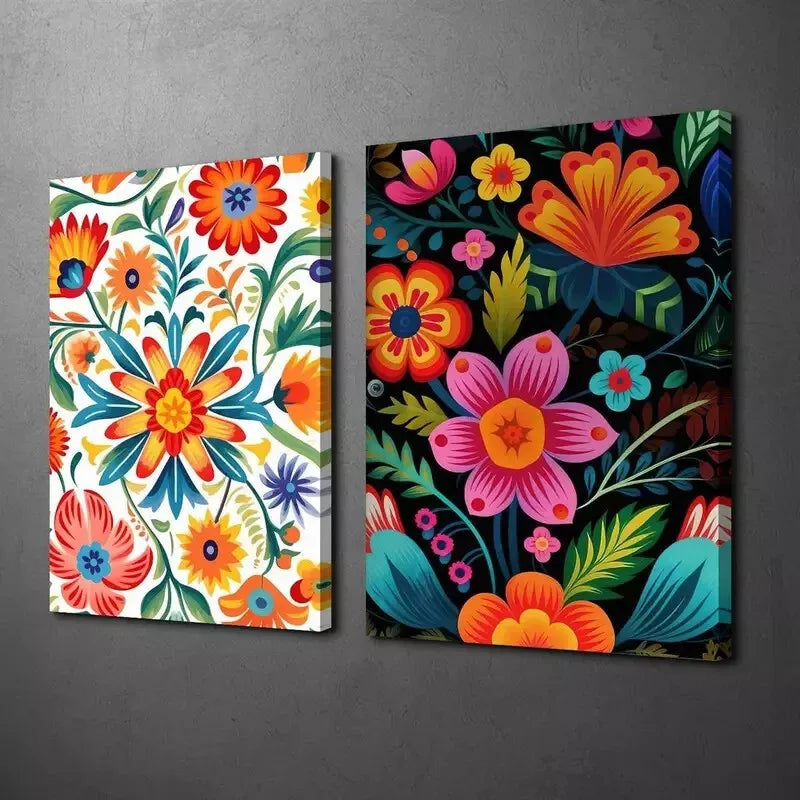 2pcs Decorative Painting, Mexican Canvas Framed 50x75cm - High Quality Print 100% Australian Made Wall Canvas Ready to Hang - Bella Home Decor
