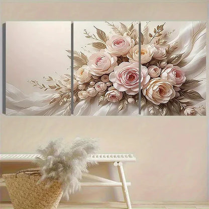 3pcs Elegant Floral Bouquet Wall Art Set Canvas Unframed - High Quality Print 100% Australian Made Wall Canvas