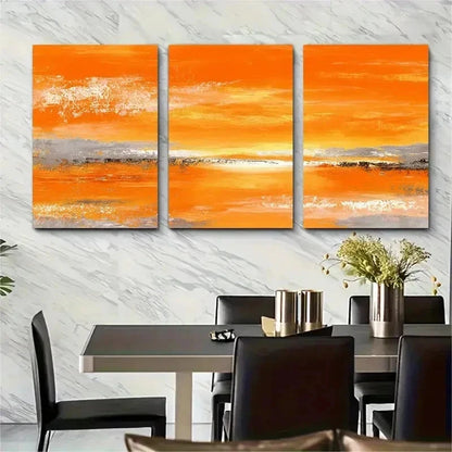 3pcs Orange Sunset Abstract Nature Perfect Wall Art Set Canvas Framed 50x70cm - High Quality Print 100% Australian Made Wall Canvas Ready to Hang