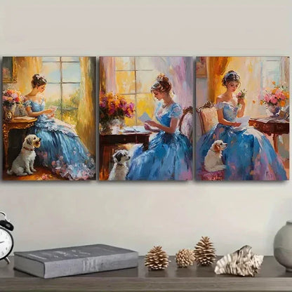 3pcs Afternoon time girl Wall Art Set Canvas Unframed - High Quality Print 100% Australian Made Wall Canvas - Bella Home Decor