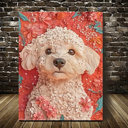 Beautiful Bichpoo Poochon Dog Painting 40x60cm Metal Print Ready to Hang - Bella Home Decor