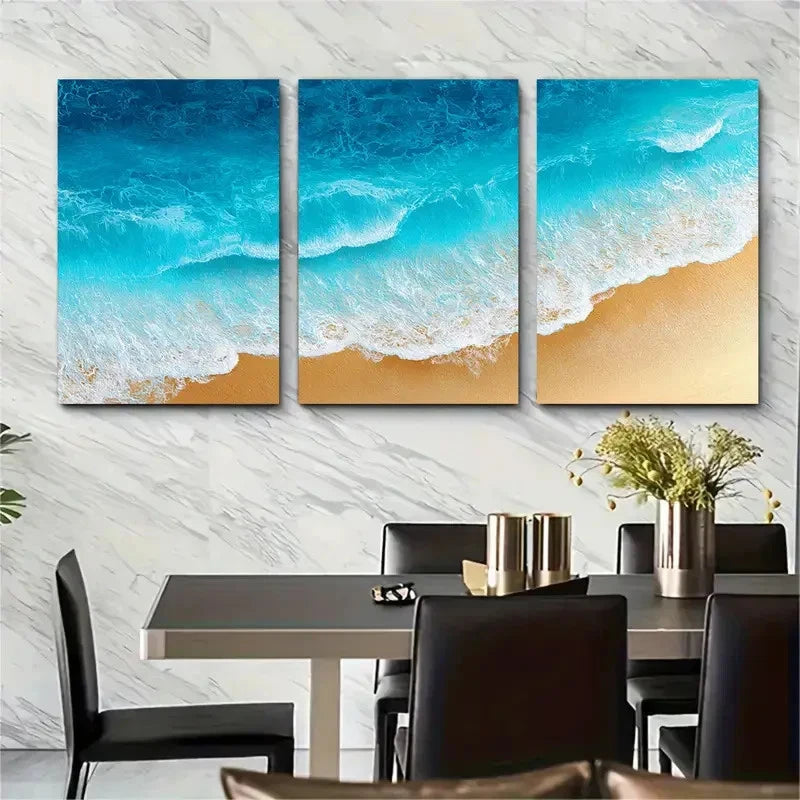 3pcs Beach Sun Surf Sea Salt Sand Perfect Wall Art Set Canvas Framed 40x60cm - High Quality Print 100% Australian Made Wall Canvas Ready to Hang - Bella Home Decor
