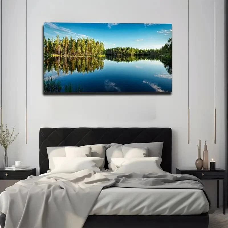 Clear Lake Water Wall Art Canvas Office Home Room Framed 120x60cm