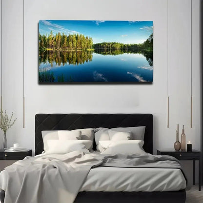 Clear Lake Water Wall Art Canvas Office Home Room Framed 120x60cm
