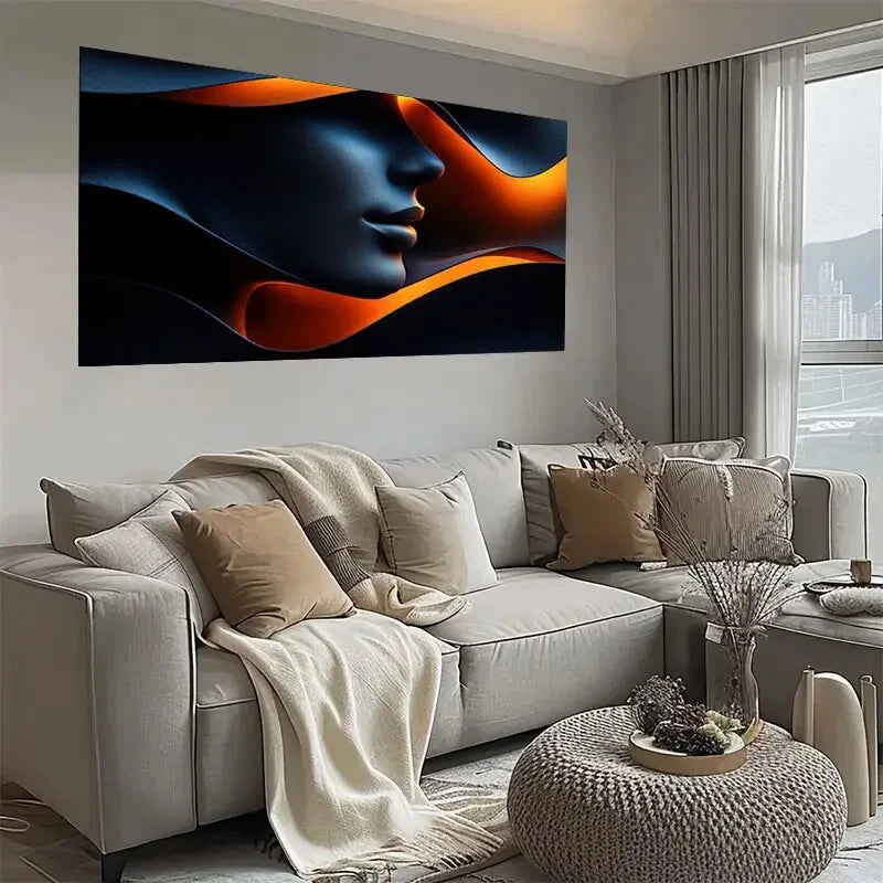 Vibrant Orange & Blue Abstract Wall Art wall canvas office home room framed 120x60cm - Bella Home Decor