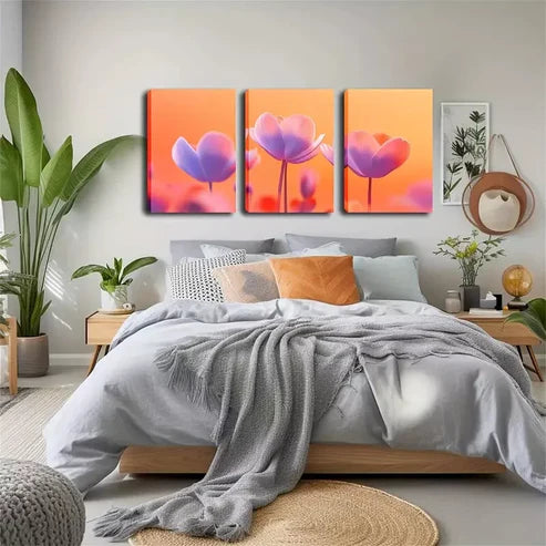 3pcs A few Pink Flowers Wall Art Set Canvas Unframed - High Quality Print 100% Australian Made Wall Canvas