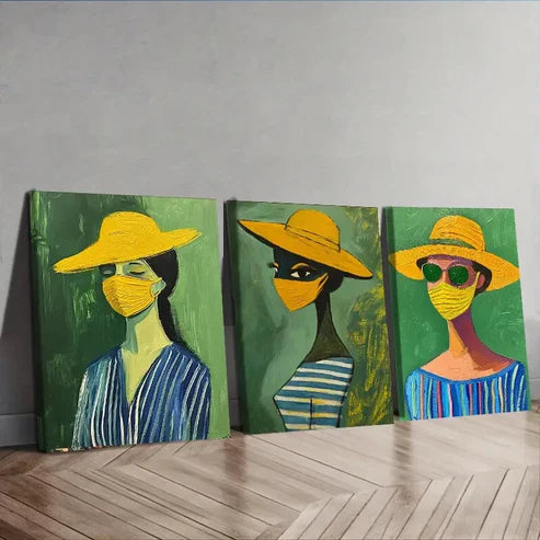 3pcs Abstract Women Colorful Modern Perfect Art Set Canvas Unframed - High Quality Print 100% Australian Made Wall Canvas - Bella Home Decor