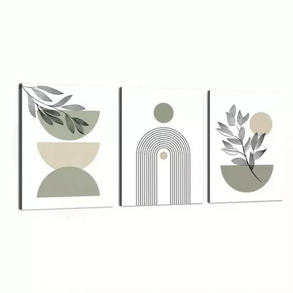 3pcs Boho Chic Sage Green Modern Abstract Art Set Canvas Unframed - High Quality Print 100% Australian Made Wall Canvas