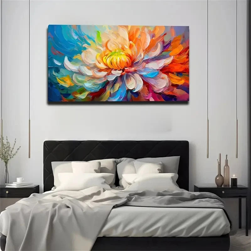 Colorful Abstract Flower Design Wall Art Canvas Office Home Room Framed 120x60cm