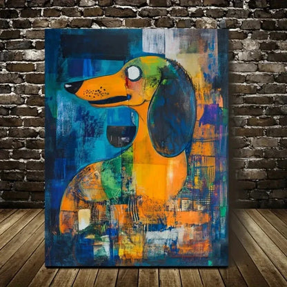 Beautiful Abstract Dachshund Dog Painting 40x60cm Metal Print Ready to Hang - Bella Home Decor