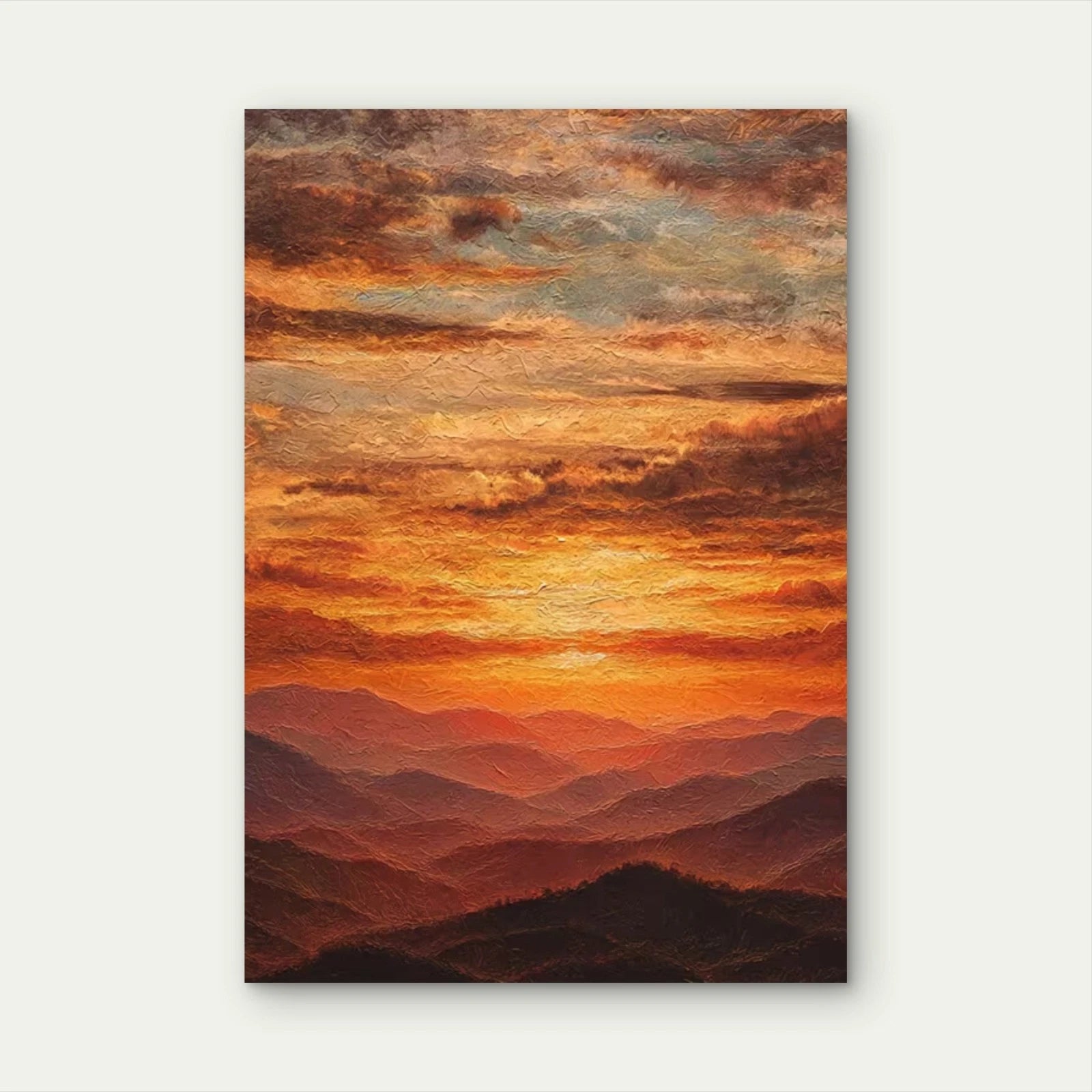 Golden Sunset Sky & Mountain Landscape 60x90cm Metal Print Ready to Hang