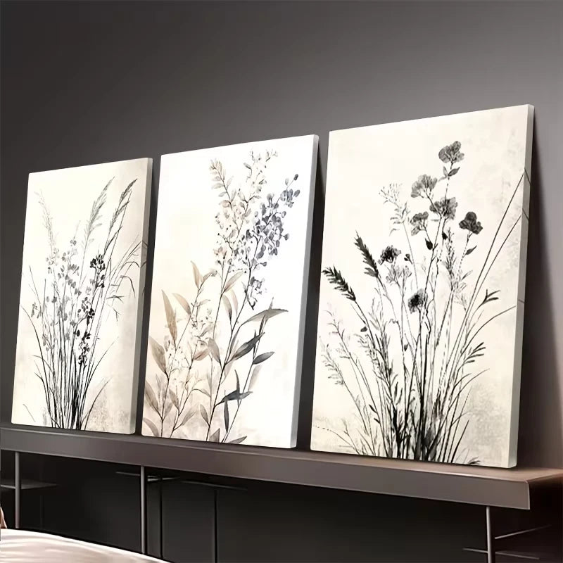 3pcs Featuring a Botanical and Floral Wall Art Set Canvas Framed 60x90cm - High Quality Print 100% Australian Made Wall Canvas Ready to Hang