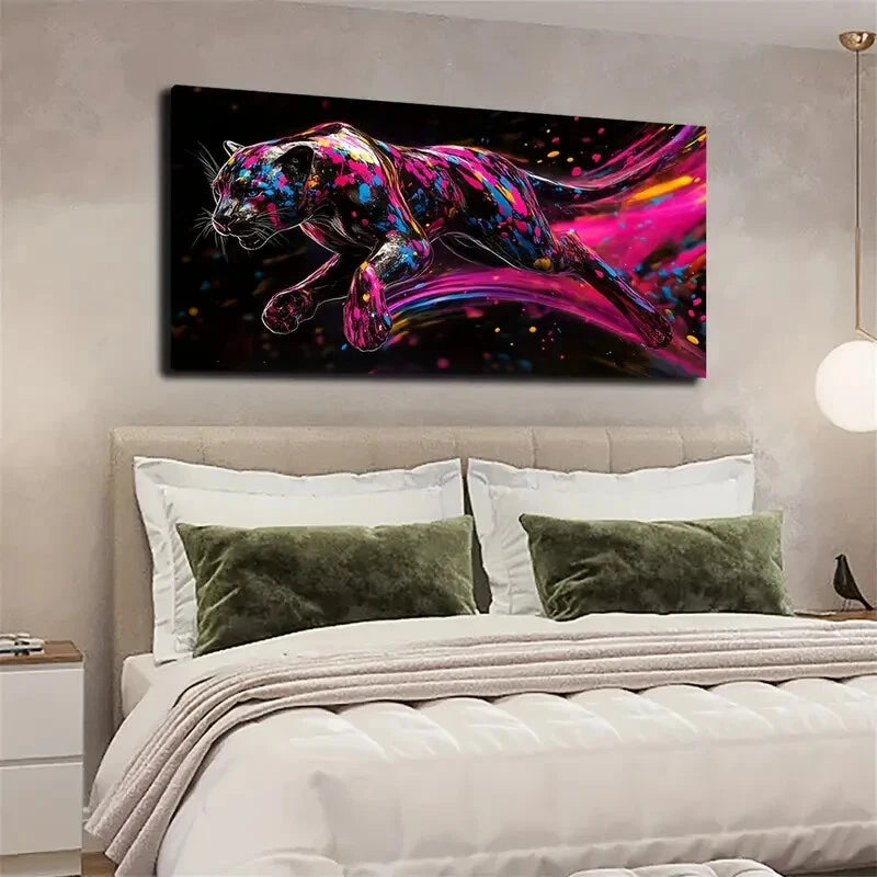Vibrant Pink Blue Swirl Design Wall Art Canvas Office Home Room Framed 120x60cm - Bella Home Decor