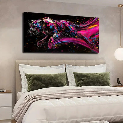Vibrant Pink Blue Swirl Design Wall Art Canvas Office Home Room Framed 120x60cm - Bella Home Decor