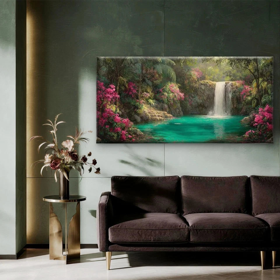 Flora & Jungle Landscape Wall Art Canvas Office Home Room Framed 120x60cm