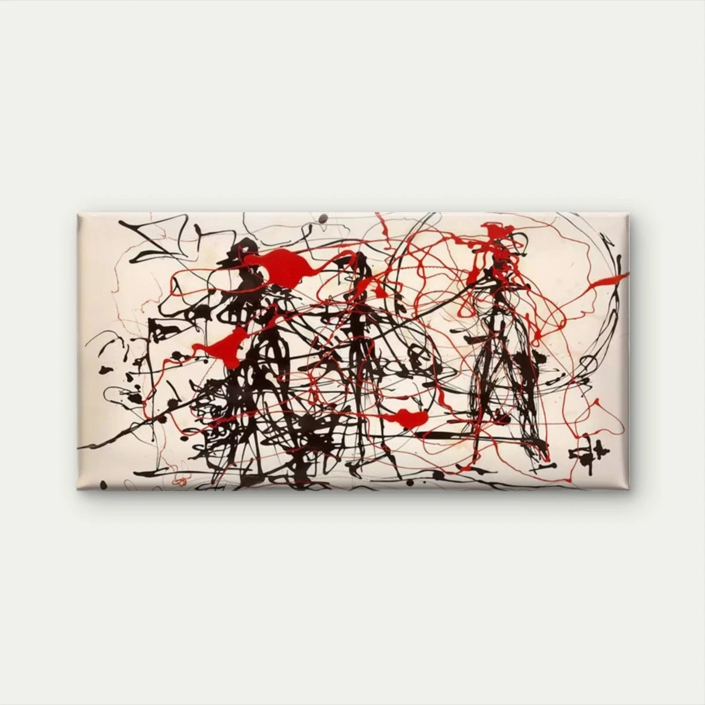 Abstract Red & Black Drip Paint Wall Art Canvas Office Home Room Framed 120x60cm