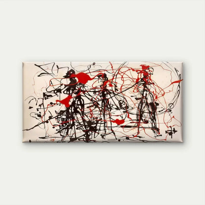 Abstract Red & Black Drip Paint Wall Art Canvas Office Home Room Framed 120x60cm