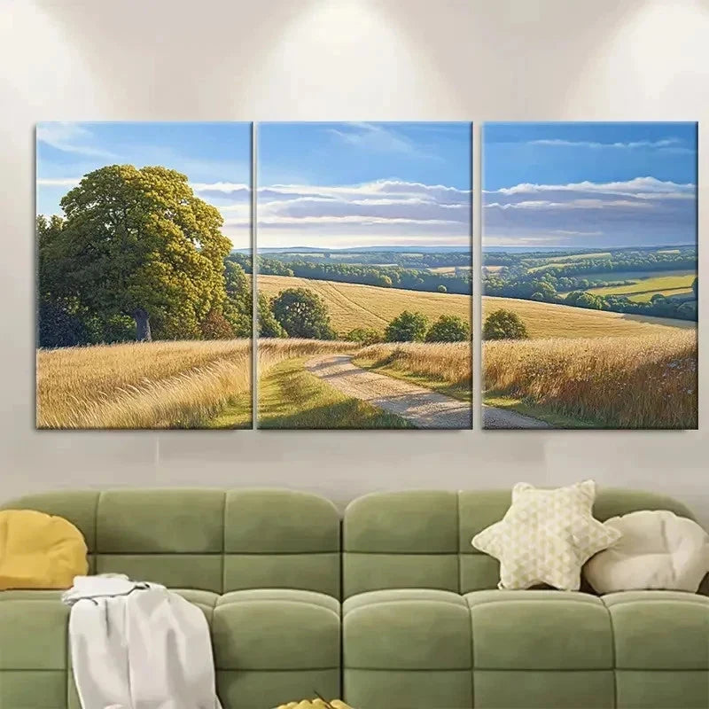 3pcs Chiltern Hills Landscape Art Capturing JI  Wall Art Set Canvas Framed 50x70cm - High Quality Print 100% Australian Made Wall Canvas Ready to Hang - Bella Home Decor