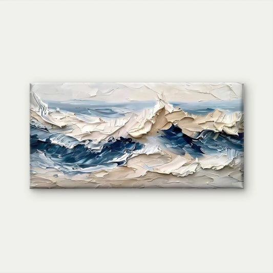 Coastal Abstract Ocean Wave Wall Art Canvas Office Home Room Framed 120x60cm