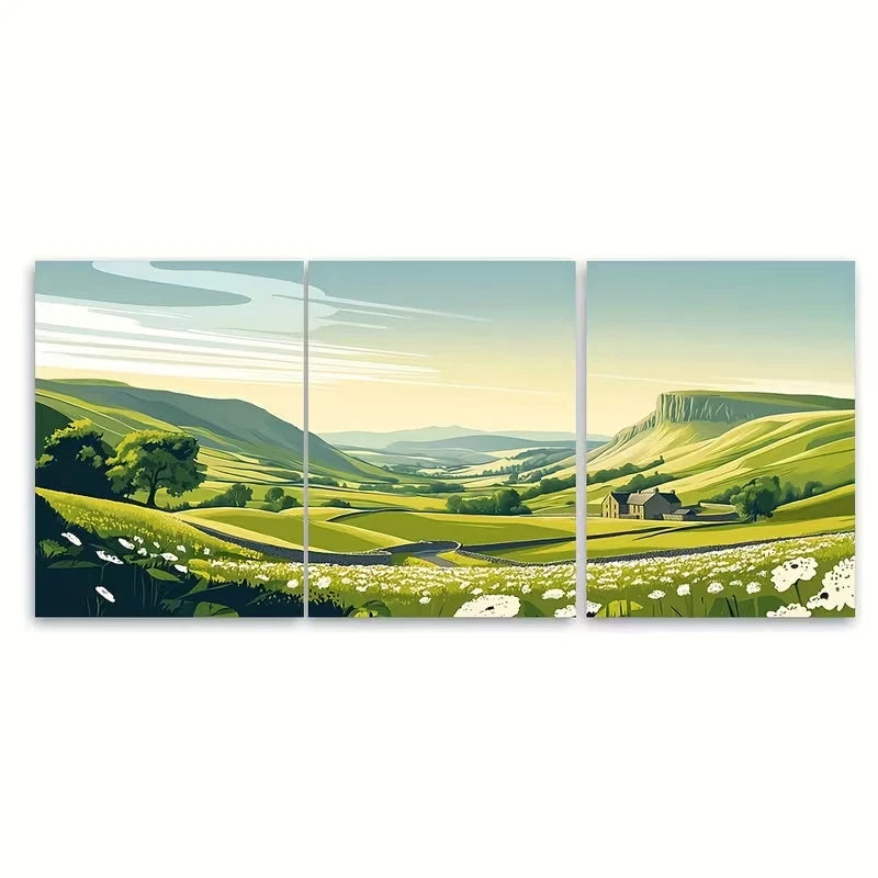 3pcs Yorkshird Dalds England Metal Print Ready to Hang Art