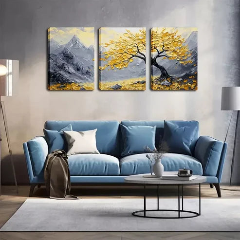 3pcs Rustic Mountain Landscape Triptych Wall Art Canvas Unframed - High Quality Print 100% Australian Made Wall Canvas