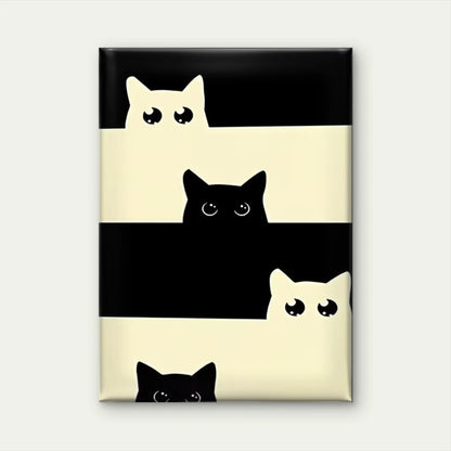 Peeking Black and White Cats 40x60cm Metal Print Ready to Hang
