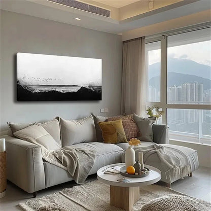 Turbulent Sea Surface Flocks Wall Art Canvas Office Home Room Framed 120x60cm - Bella Home Decor