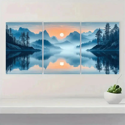 3pcs Serene Landscape with Snow-Capped Peaks Metal Print Ready to Hang Art - Bella Home Decor