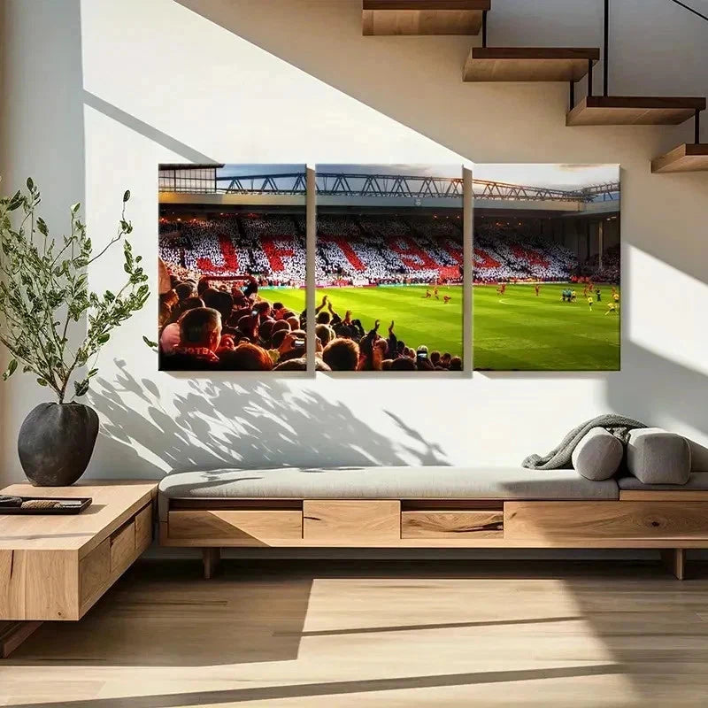 3pcs Football Stadium with Match SceneWall Art Set Canvas Framed 50x70cm - High Quality Print 100% Australian Made Wall Canvas Ready to Hang - Bella Home Decor