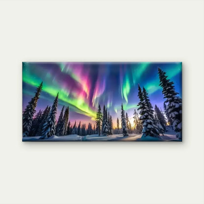 Colorful Aurora Forest Wall Art Canvas Office Home Room Framed 120x60cm