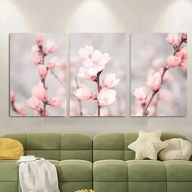 3pcs Spring Apple Tree Blossoms Blooming Flowers Metal Print Ready to Hang Art