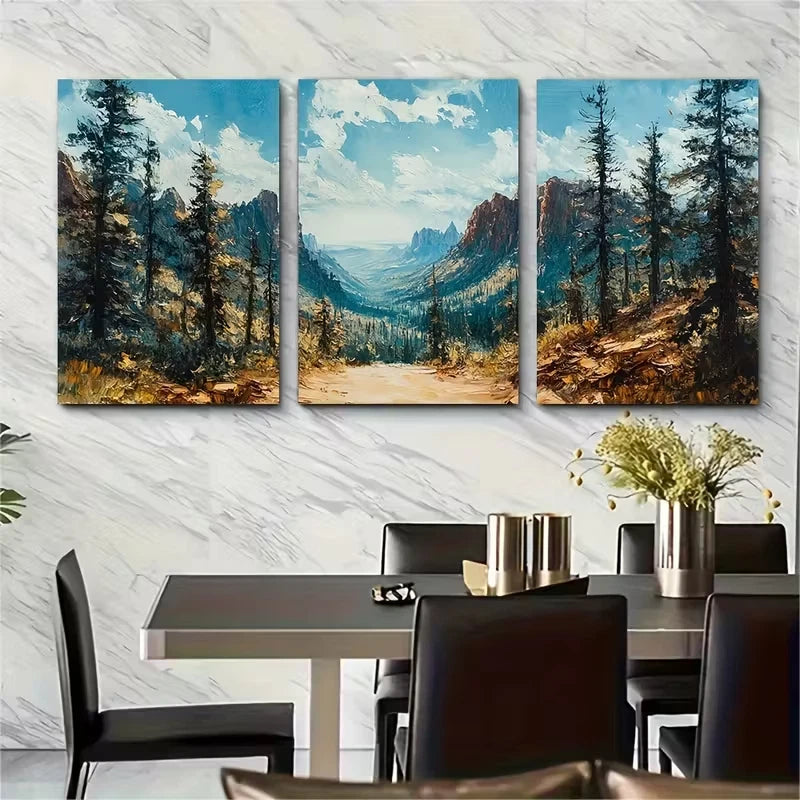3pcs Zion Oil Painting Utah Metal Print Ready to Hang Art