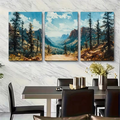 3pcs Zion Oil Painting Utah Metal Print Ready to Hang Art