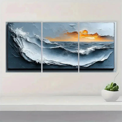 3pcs Minimalist Gray Abstract Painting Metal Print Ready to Hang Art - Bella Home Decor