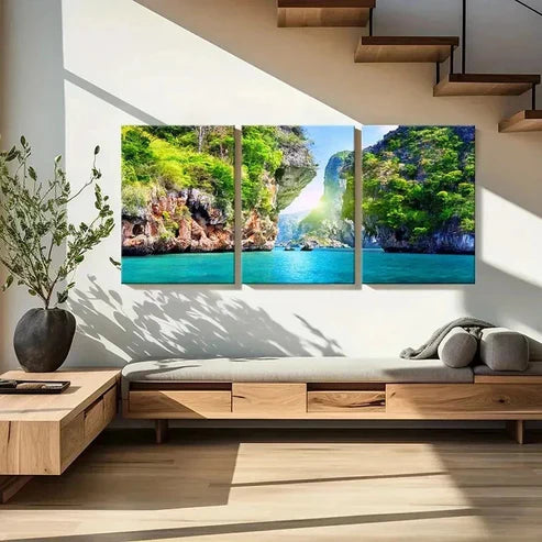 3pcs Lake and Mountain Valley Wall Art Set Canvas Unframed - High Quality Print 100% Australian Made Wall Canvas