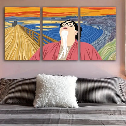 3pcs The for Man with Glasses Metal Print Ready to Hang Art