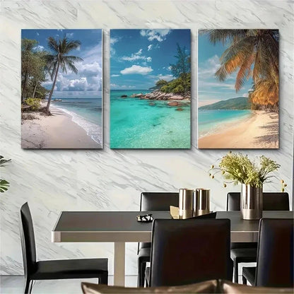 3pcs Koh Lipe Beach Decor Tropical Perfect Wall Art Set Canvas Framed 50x70cm - High Quality Print 100% Australian Made Wall Canvas Ready to Hang