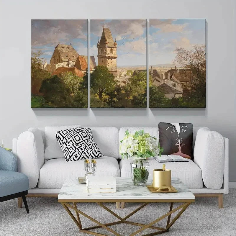 3pcs European Vintage Architecture Scenery Metal Print Ready to Hang Art - Bella Home Decor