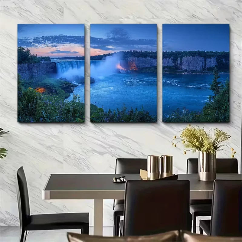 3pcs Niagara Falls Twilight Horseshoe View Metal Print Ready to Hang Art