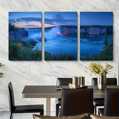 3pcs Niagara Falls Twilight Horseshoe View Metal Print Ready to Hang Art